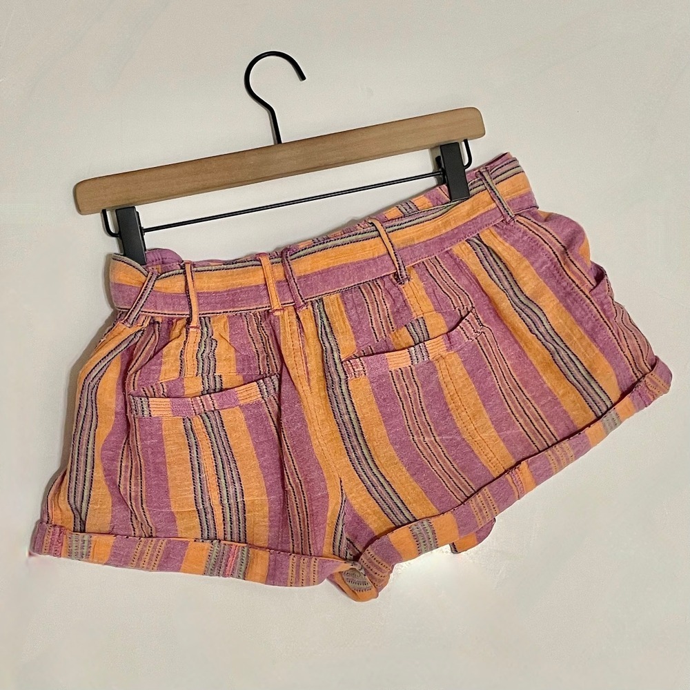 FREE PEOPLE Barbados Bloom Belted Cuffed Shorts‎ Tropical Stripes Vacation 6 - Picture 9 of 15